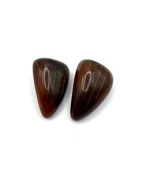 Gerda Lynggaard Monies Clip-On Brown Horn Earrings Vintage